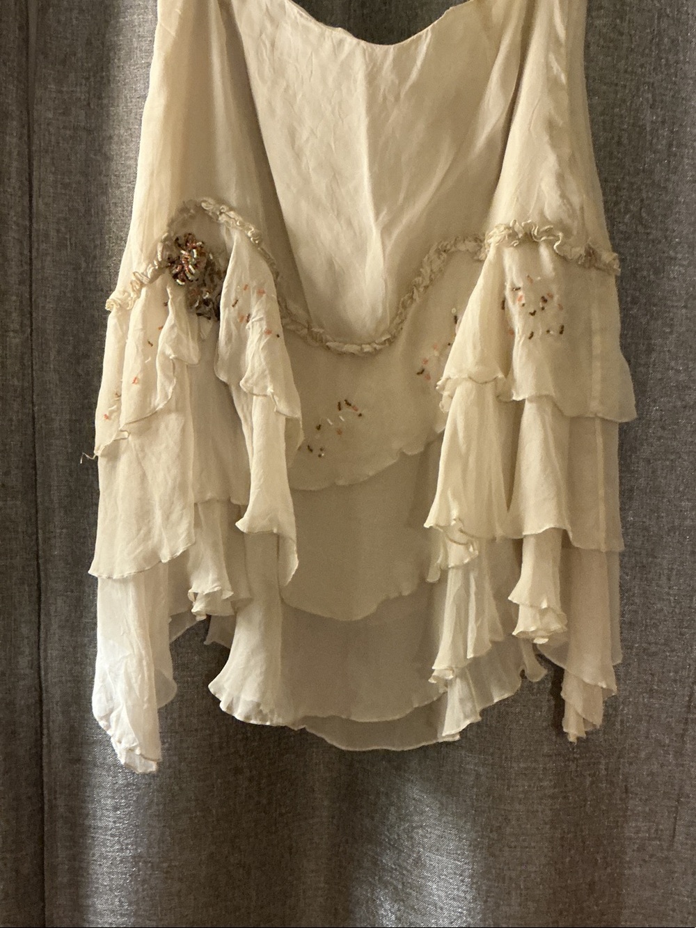 Tiered Ruffle Camisole with Subtle Embroidery - Cream